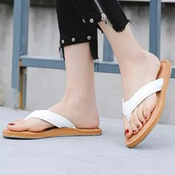 Saidoteto Women's Flip Flops Flat Sandal Casual Summer Thongs Comfort Slip-on Sandal Beach Wear.White Size 13 W220712
