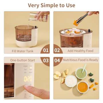 XSUN Baby Food Maker, One Step Baby Food Processor Steamer Puree Blender, Auto Cooking & Grinding, Keep Warm and Timer, SUS304 Stainless Steel Blades, with Self Cleans, Touch Screen Control