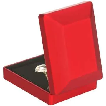 LED Light Pendant Necklace Gift Box, Velvet Jewelry Storage Display Case for Proposal Engagement Wedding Anniversary Birthday Valentine's Day (Red)