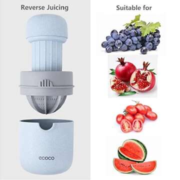 ZWCEGND Citrus Juicer Simple Manual Lemon juicer squeezer Small Portable Lime Orange Juicer Cup with Two Ways of Use for Different Fruits(Blue)
