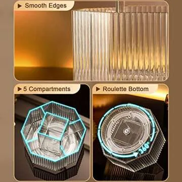 LINFIDITE 360° Rotating Makeup Organizer Clear Pink