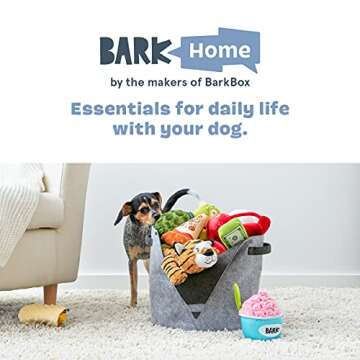 Barkbox – Felt Storage Bin for Dog Toys – Long Lasting Pet Supplies Container – Dog Home Decor Organizer for Tennis Balls, Squeaker Toys, Leashes, Collars and More – Standard Size 12” x 13”