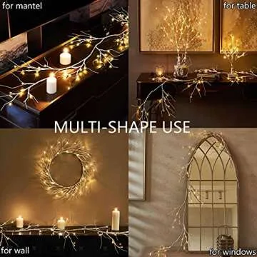 Fudios Lighted Birch Garland with Timer 48 LED Fairy Lights 6ft Battery Operated for Mantle Decor, Lit Christmas White Twig Garland Winter Home Wall Decoration Indoor Outdoor Use 1 Set