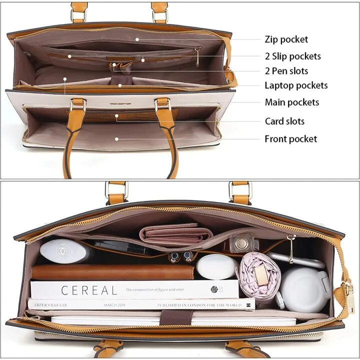 BOSTANTEN Leather Briefcase - Vintage Women’s 15.6" Laptop Bag