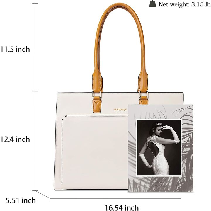 BOSTANTEN Leather Briefcase - Vintage Women’s 15.6" Laptop Bag