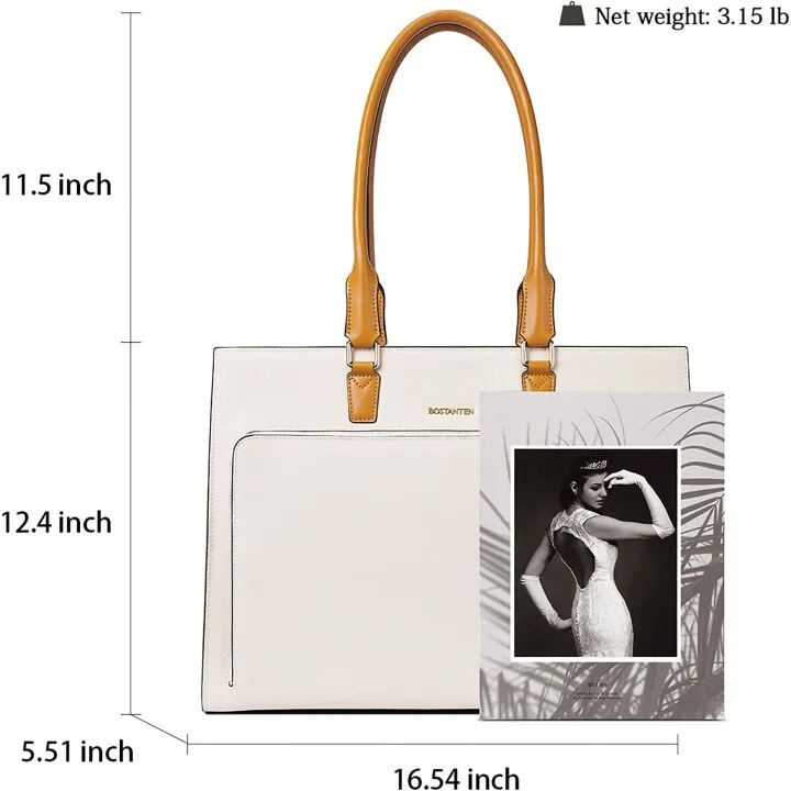 BOSTANTEN Leather Briefcase - Vintage Women’s 15.6" Laptop Bag