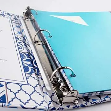 Cookbook Recipe Binder/Organizer, Blue Pattern 3-Ring Binder to Hold All Your Recipes and Recipe Car...