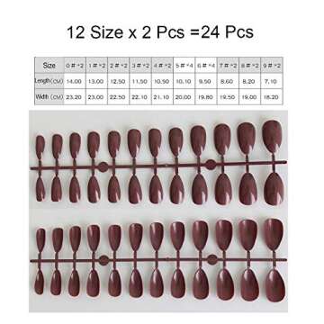 Press on Nails Short Stiletto Glossy Brown Purple Design