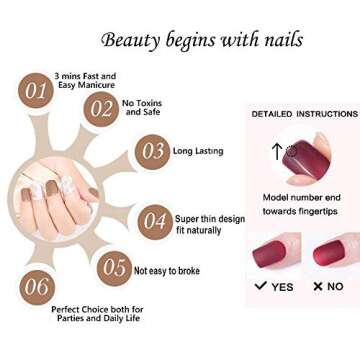 Press on Nails Short Stiletto Glossy Brown Purple Design