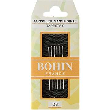 Bohin Tapestry Hand Needles - Premium Size 28 for Cross Stitching, France Made