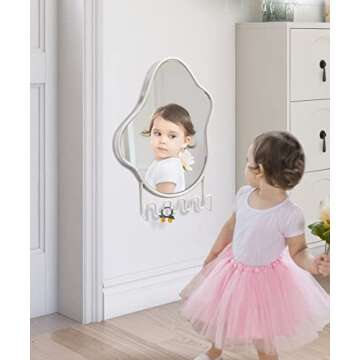 Godimerhea Wall Mirror with Hooks, Wavy Irregular Mirror with Key Holder Hanging Small Asymmetrical ...