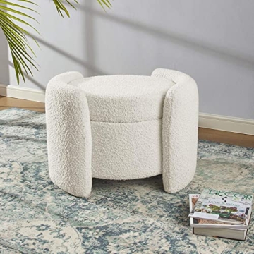 Modway Nebula Boucle Ottoman with Storage in Ivory