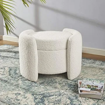 Modway Nebula Boucle Ottoman with Storage in Ivory