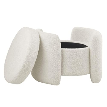 Modway Nebula Boucle Ottoman with Storage in Ivory