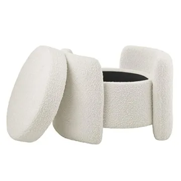 Modway Nebula Boucle Ottoman with Storage in Ivory