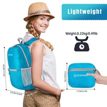 ZOMAKE Ultra Lightweight Hiking Backpack 20L, Packable Small Backpacks Water Resistant Daypack for W...