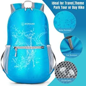 ZOMAKE Lightweight Foldable Backpack 20L Water Resistant