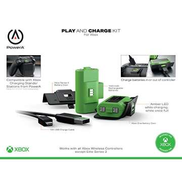 PowerA Play & Charge Kit for Xbox, Wireless Controller Charging, Charge, Rechargeable Battery, Xbox ...