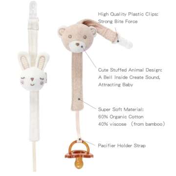 COTTONBEBE Pacifier Clip, 2 Pack Baby Pacifier Holder for Boys and Girls Fits Many Pacifiers & Baby ...