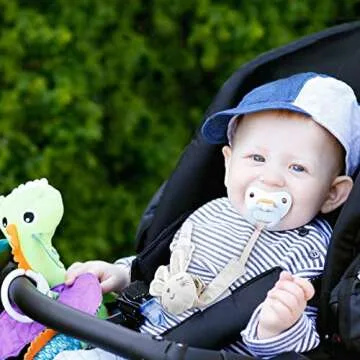 COTTONBEBE Pacifier Clip, 2 Pack Baby Pacifier Holder for Boys and Girls Fits Many Pacifiers & Baby Teething Toys, Ideal Baby Gift (Rabbit&Bear)