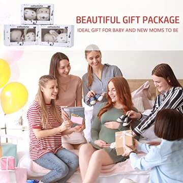 COTTONBEBE Pacifier Clip, 2 Pack Baby Pacifier Holder for Boys and Girls Fits Many Pacifiers & Baby Teething Toys, Ideal Baby Gift (Rabbit&Bear)