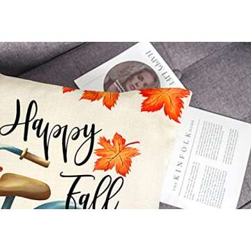 4TH Emotion Fall Decor Pillow Covers 18x18 Set of 4 Thanksgiving Blue Pumpkin Farmhouse Decorations ...