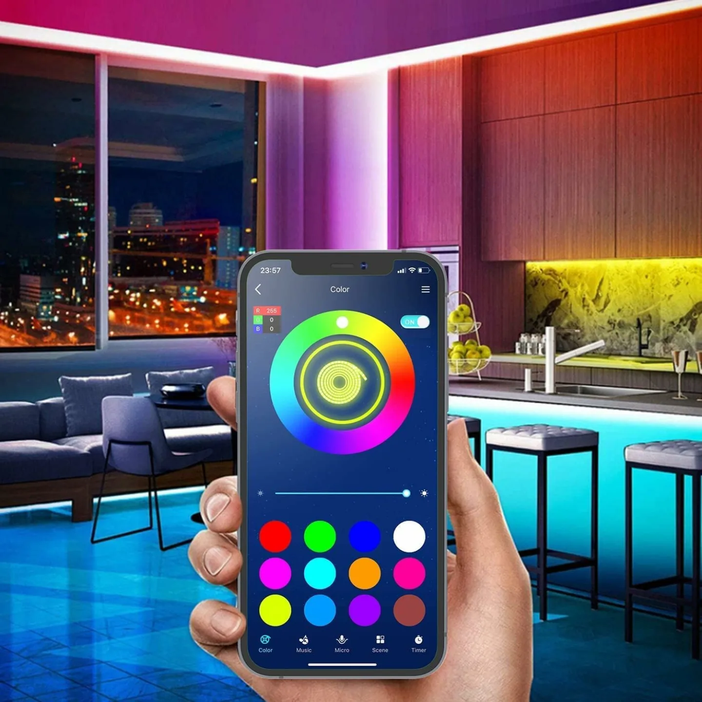 RGB Smart LED Strip Lights with Music Sync Remote
