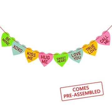 Valentines Conversation Hearts Garland Banner - Felt Candy Hearts Banner Garland - Funny Valentine?...