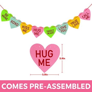 Valentines Conversation Hearts Garland Banner for Fun Decor