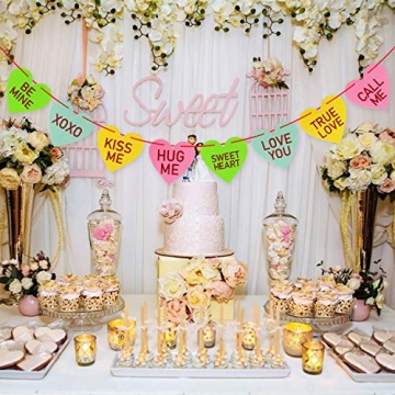 Valentines Conversation Hearts Garland Banner for Fun Decor