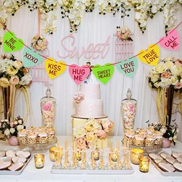 Valentines Conversation Hearts Garland Banner for Fun Decor