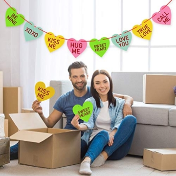 Valentines Conversation Hearts Garland Banner for Fun Decor