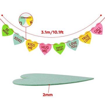 Valentines Conversation Hearts Garland Banner for Fun Decor