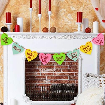 Valentines Conversation Hearts Garland Banner for Fun Decor