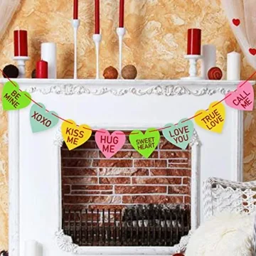 Valentines Conversation Hearts Garland Banner for Fun Decor