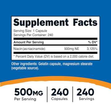Nutricost Niacinamide (Vitamin B3) 500mg, 240 Capsules - Non-GMO, Gluten Free, Flush Free Vitamin B3