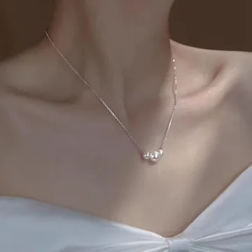Trinckle Silver Pearl Necklace for Women