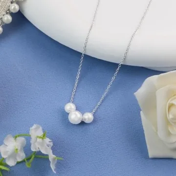 Trinckle Silver Pearl Necklace for Women