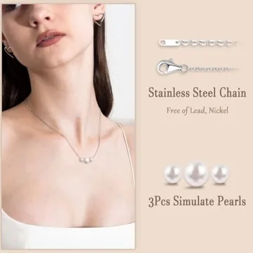 Trinckle Silver Pearl Necklace for Women