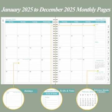 2025 Weekly & Monthly Planner - Spiral Bound, Teal