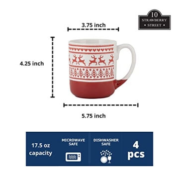10 Strawberry Street Reindeer Mugs Set for Holiday Cheer