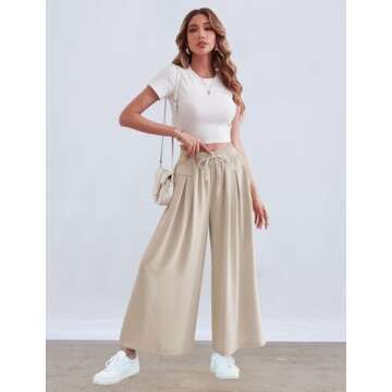 ZJCT Wide Leg Palazzo Pants for Women in Apricot Xl