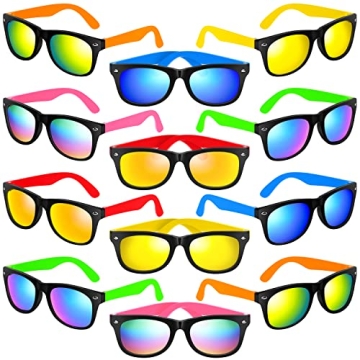 GIFTINBOX Kids Sunglasses Bulk - 12 Pack Neon Sunglasses with UV Protection