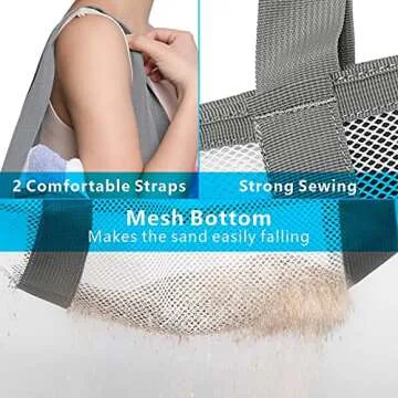 F-color Mesh Beach Bag - Oversized Beach Tote 9 Pockets Pool Bag, White