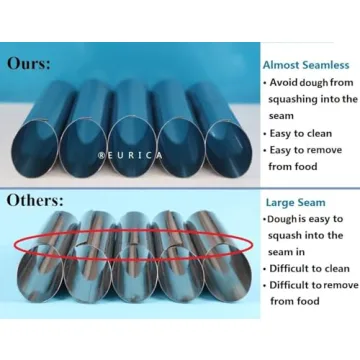 EUICAE Cannoli Tubes, 5 inch Large Stainless Steel Cannoli Forms Non-stick cream horn Danish Pastry Molds for Croissant Shell Cream Roll Pack of 15