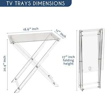 CRYSFLOA TV Tray Acrylic Folding TV Tray Table Foldable Furniture Modern Small Desk Space Saving Side Table for Living Room, Bed Room, Kitchen Serving Table Snack Eating Tables Easy Assembly
