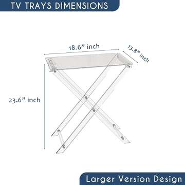 CRYSFLOA TV Tray Acrylic Folding TV Tray Table Foldable Furniture Modern Small Desk Space Saving Side Table for Living Room, Bed Room, Kitchen Serving Table Snack Eating Tables Easy Assembly
