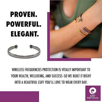 EMF Harmony Pure Light Cuff - Holistic Wellness for Wireless Frequencies for Men and Women - (Women's Gold)