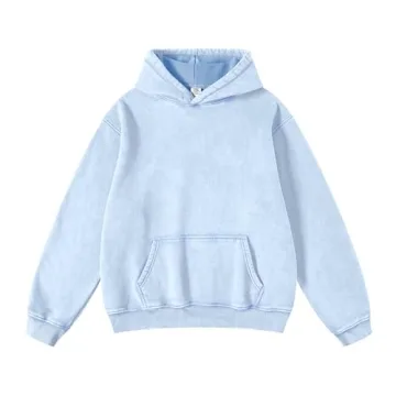 Dnzzs Women's Oversized Acid Wash Hoodie - Vintage Heavyweight Fleece Cotton Sweatshirt in Light Blu...