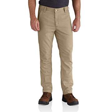Carhartt Men's Rugged Flex Straight Fit Canvas 5-Pocket Tapered Work Pant, Dark Khaki, 34W X 32L